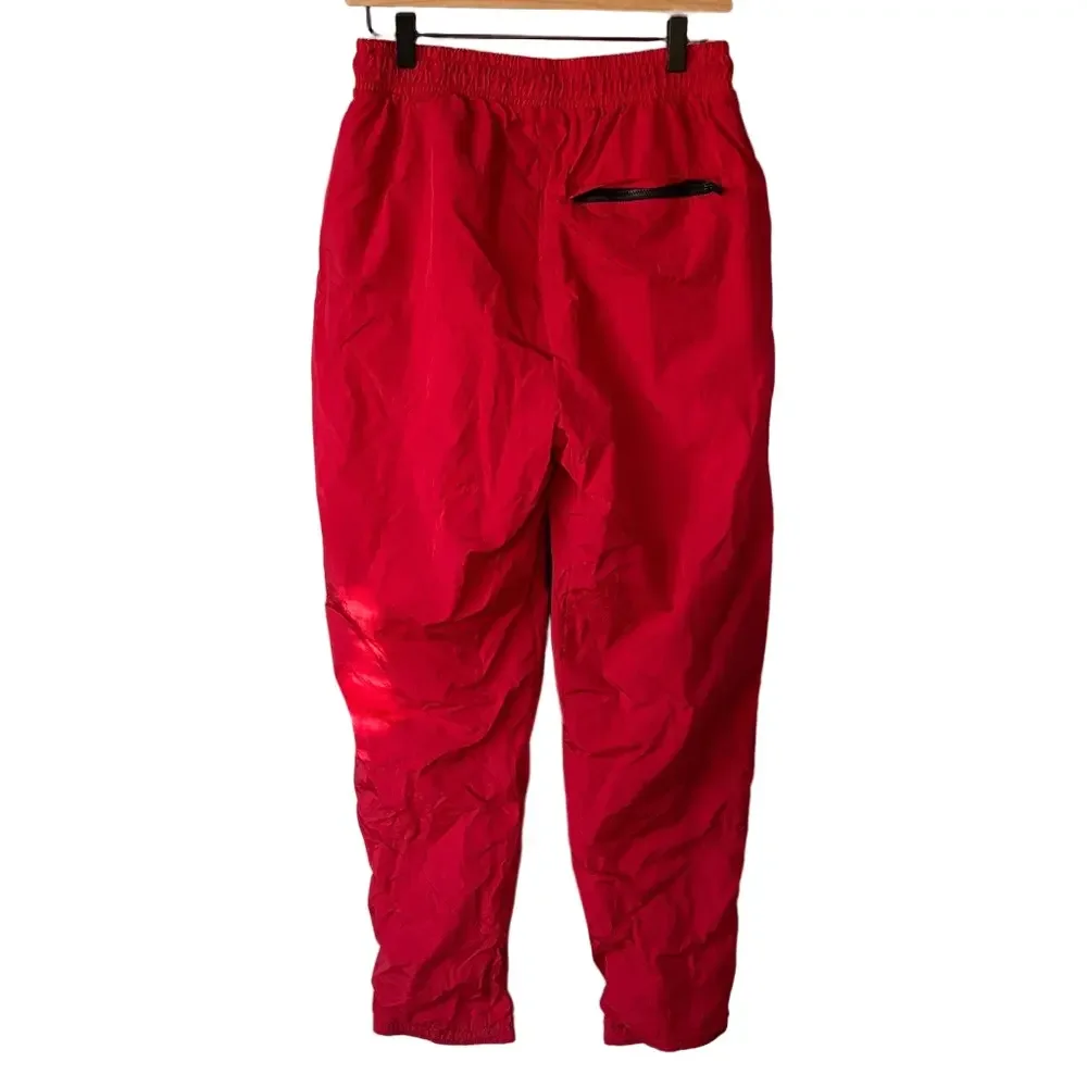 Jordan Red Nylon Track Pants Jumpman Logo Athletic Windbreaker Joggers Size M